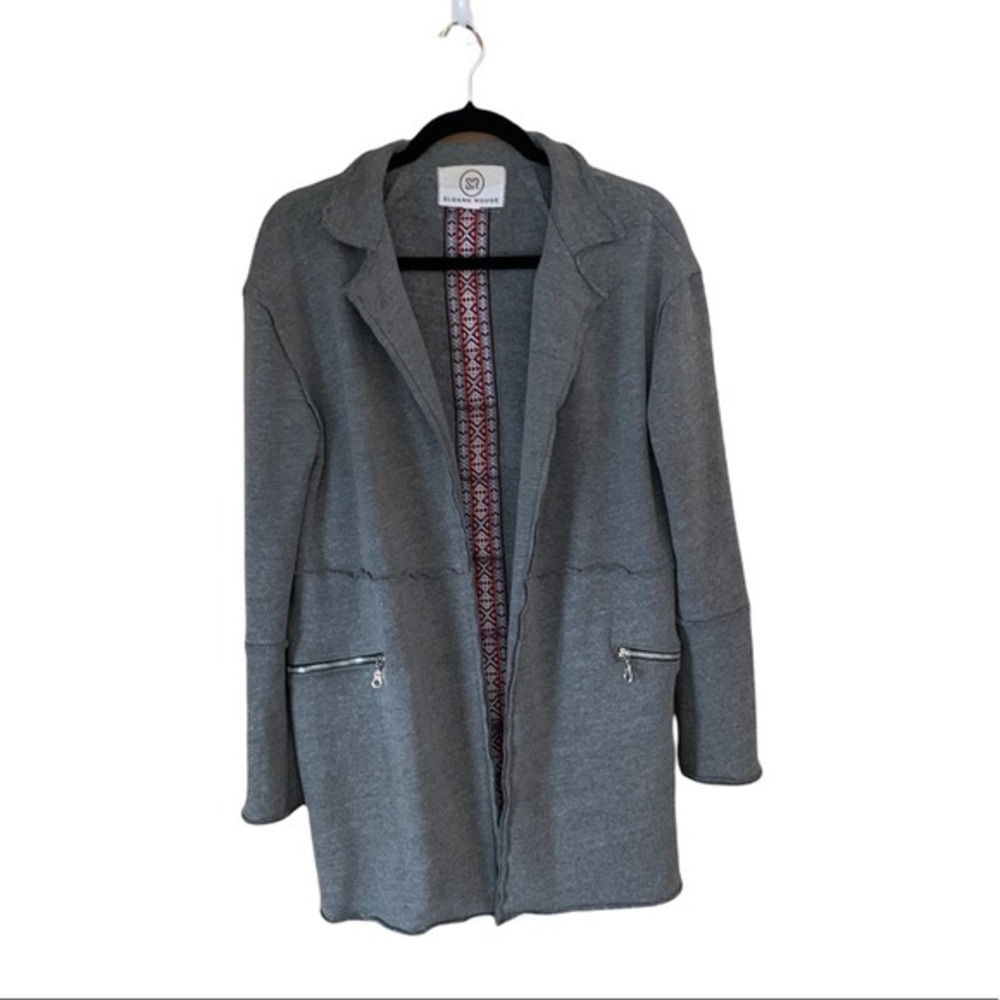 Sloane Rouge gray long sweatshirt cardigan duster open front coat women’s size S